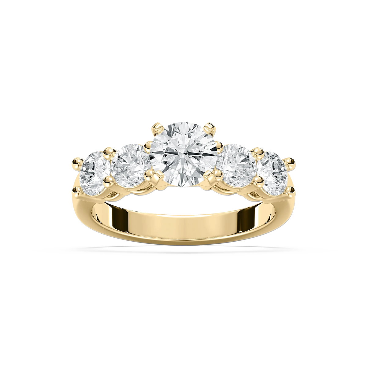 Christine Round LGD Impact Side Stone Engagement Ring - 14K Yellow Gold