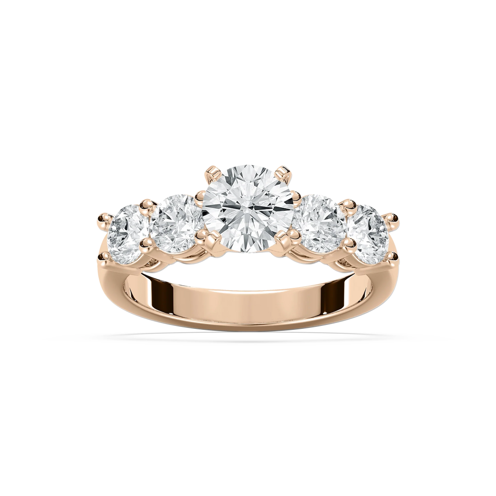 Christine Round LGD Impact Side Stone Engagement Ring - 14K Rose Gold