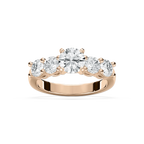 Christine Round LGD Impact Side Stone Engagement Ring - 14K Rose Gold