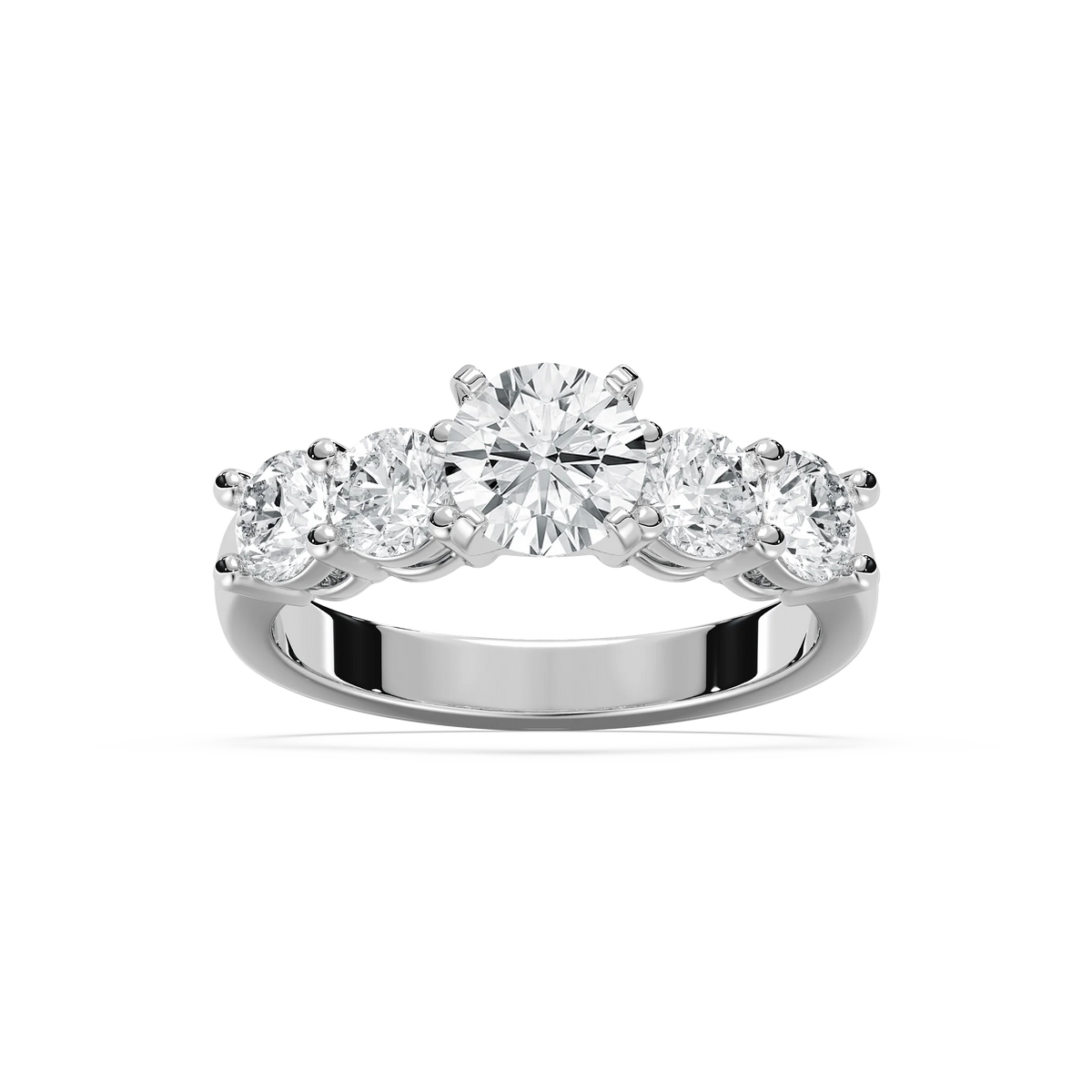 Christine Round LGD Impact Side Stone Engagement Ring - 18K White Gold