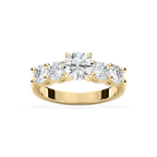 Christine Round LGD Impact Side Stone Engagement Ring - 18K Yellow Gold