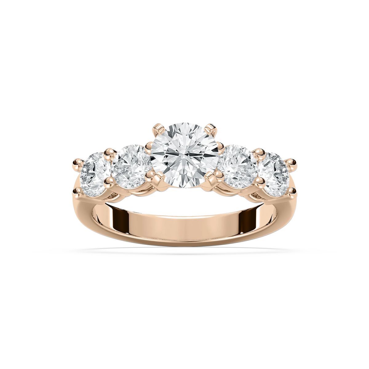 Christine Round LGD Impact Side Stone Engagement Ring - 18K Rose Gold