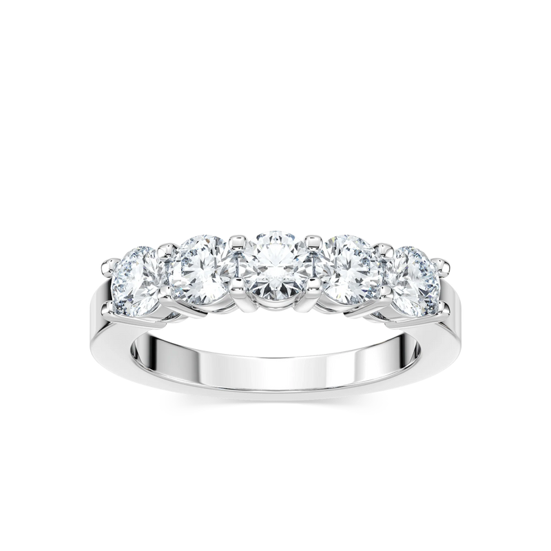 Christine 1 ¼ ctw Round LGD Five Stone Shared Prong Anniversary Band - 14K White Gold