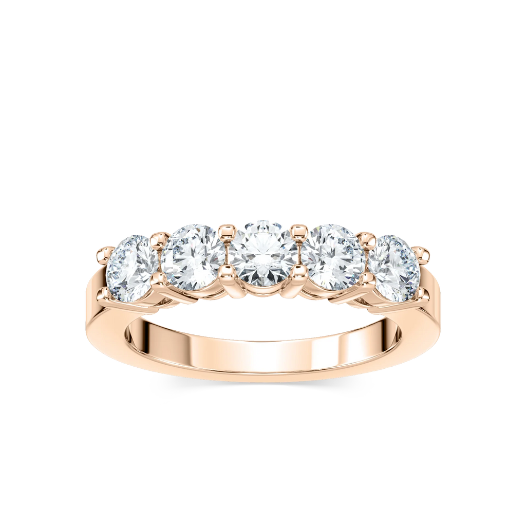 Christine 1 ¼ ctw Round LGD Five Stone Shared Prong Anniversary Band - 14K Rose Gold
