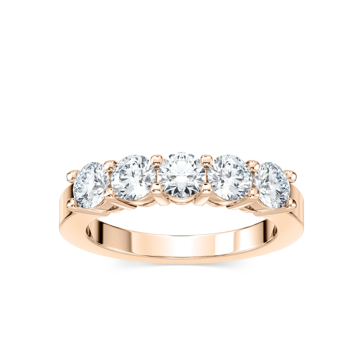 Christine 1 ¼ ctw Round LGD Five Stone Shared Prong Anniversary Band - 14K Rose Gold
