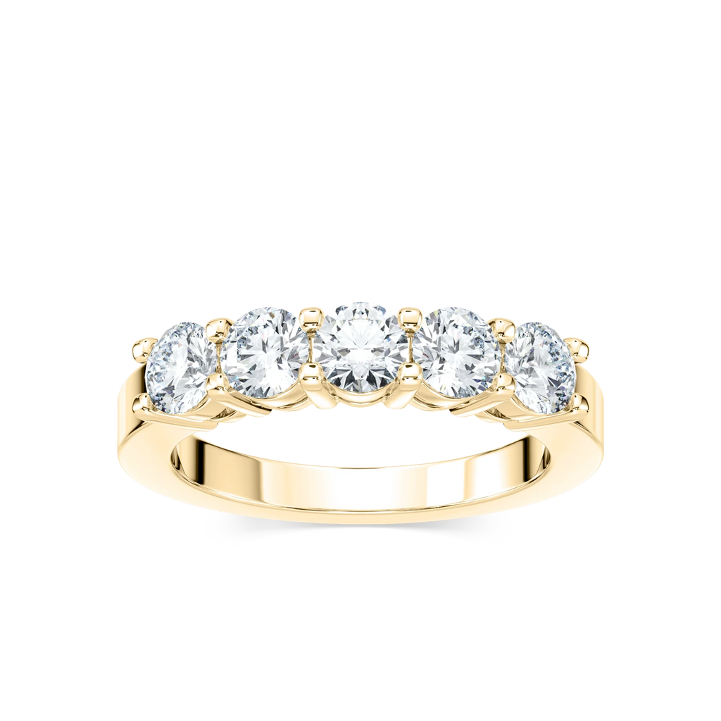 Christine 1 ¼ ctw Round LGD Five Stone Shared Prong Anniversary Band - 18K Yellow Gold