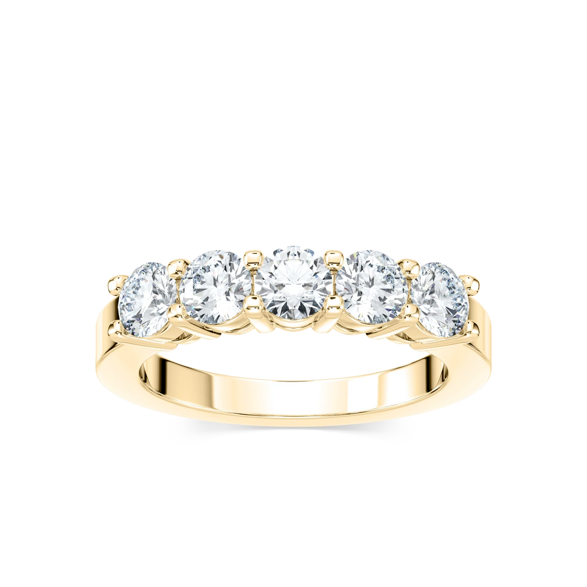 Christine 1 ¼ ctw Round LGD Five Stone Shared Prong Anniversary Band - 18K Yellow Gold