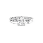 Circe 3 ¹⁄₆ ctw Round LGD Flowering Trellis Side Stone Engagement Ring - 14K White Gold / F-VS2