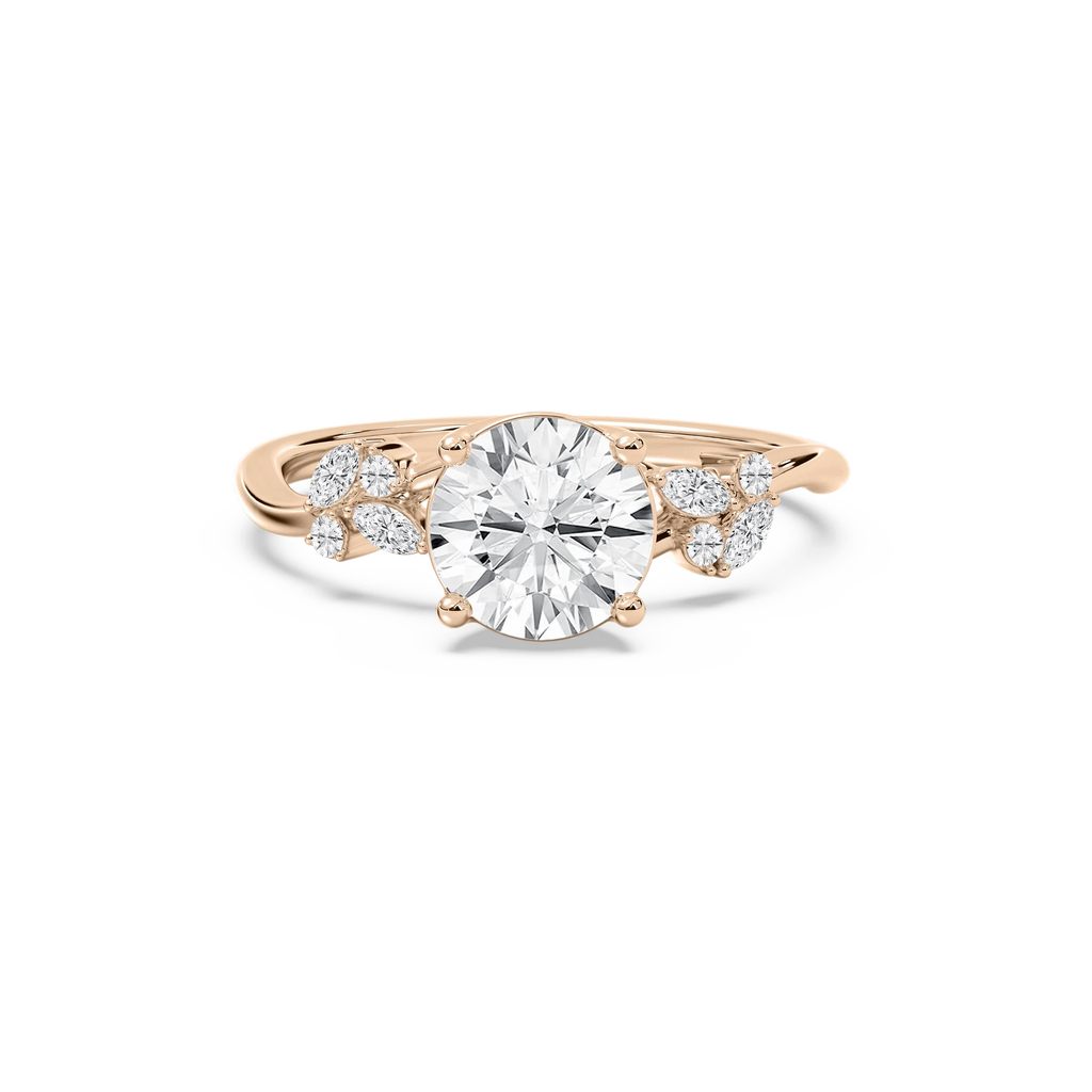 Circe 3 ¹⁄₆ ctw Round LGD Flowering Trellis Side Stone Engagement Ring - 14K Rose Gold / F-VS2
