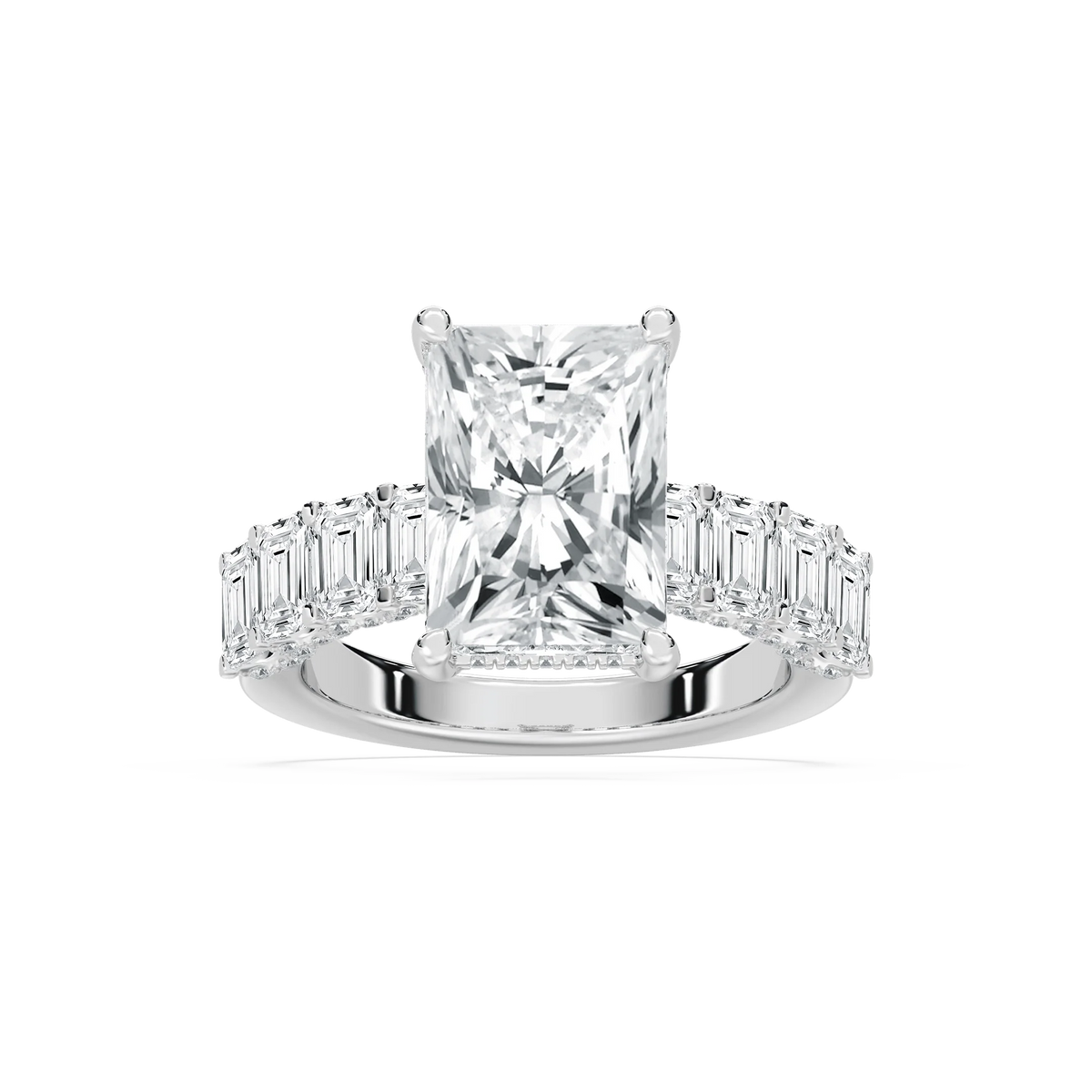 Claire 7 ³⁄₄ ctw Radiant LGD Hidden Halo Engagement Ring - 14K White Gold / F-VS2