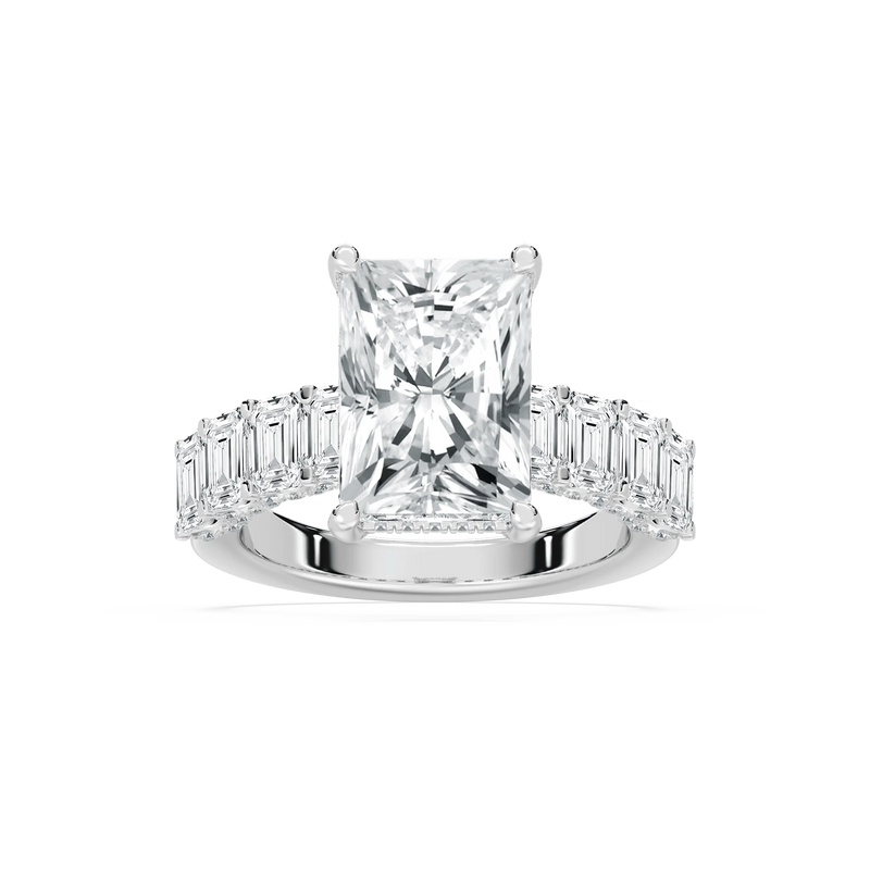 Claire 7 ³⁄₄ ctw Radiant LGD Hidden Halo Engagement Ring - 14K White Gold / F-VS2