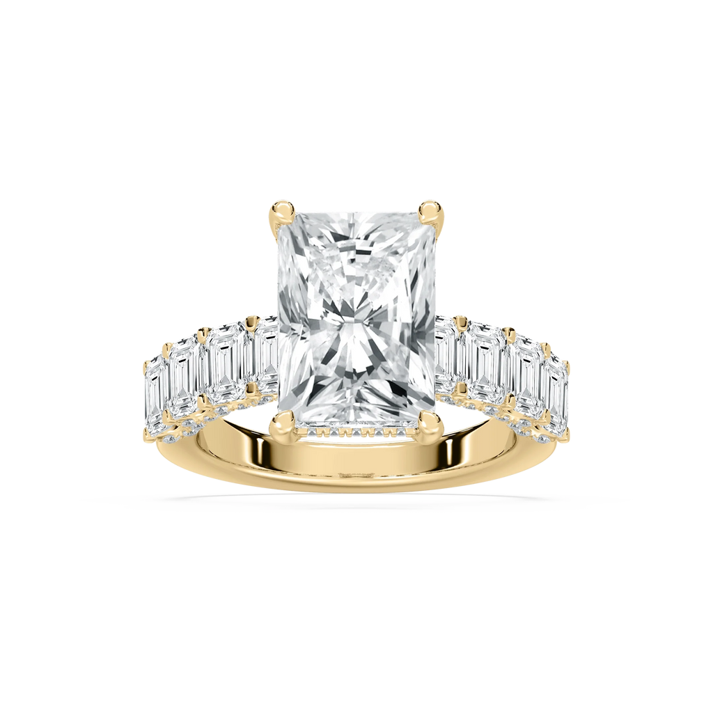 Claire 7 ³⁄₄ ctw Radiant LGD Hidden Halo Engagement Ring - 14K Yellow Gold / F-VS2