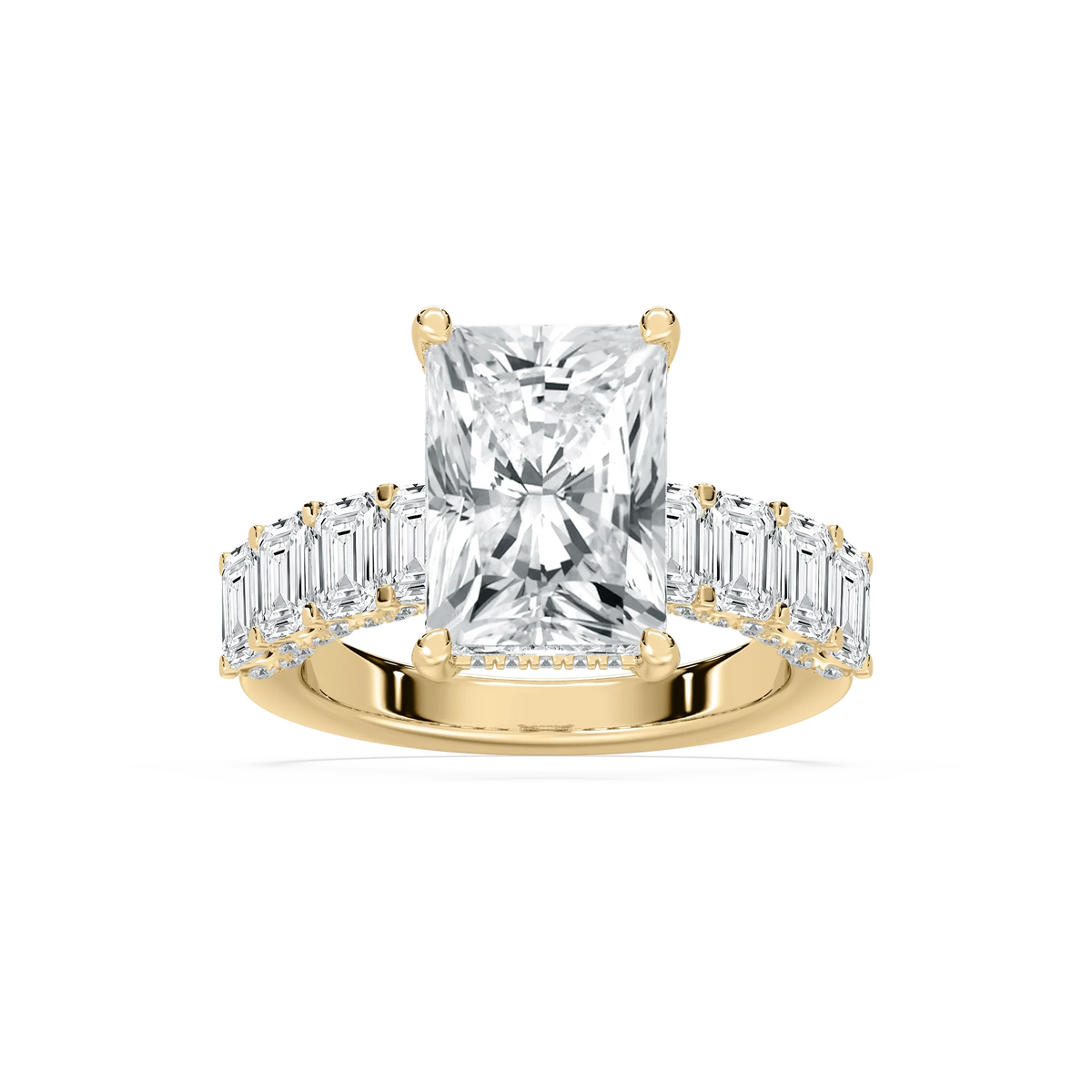 Claire 7 ³⁄₄ ctw Radiant LGD Hidden Halo Engagement Ring - 14K Yellow Gold / F-VS2