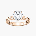 Clara LGD Double Band Hidden Halo Engagement Ring - 18K Rose Gold
