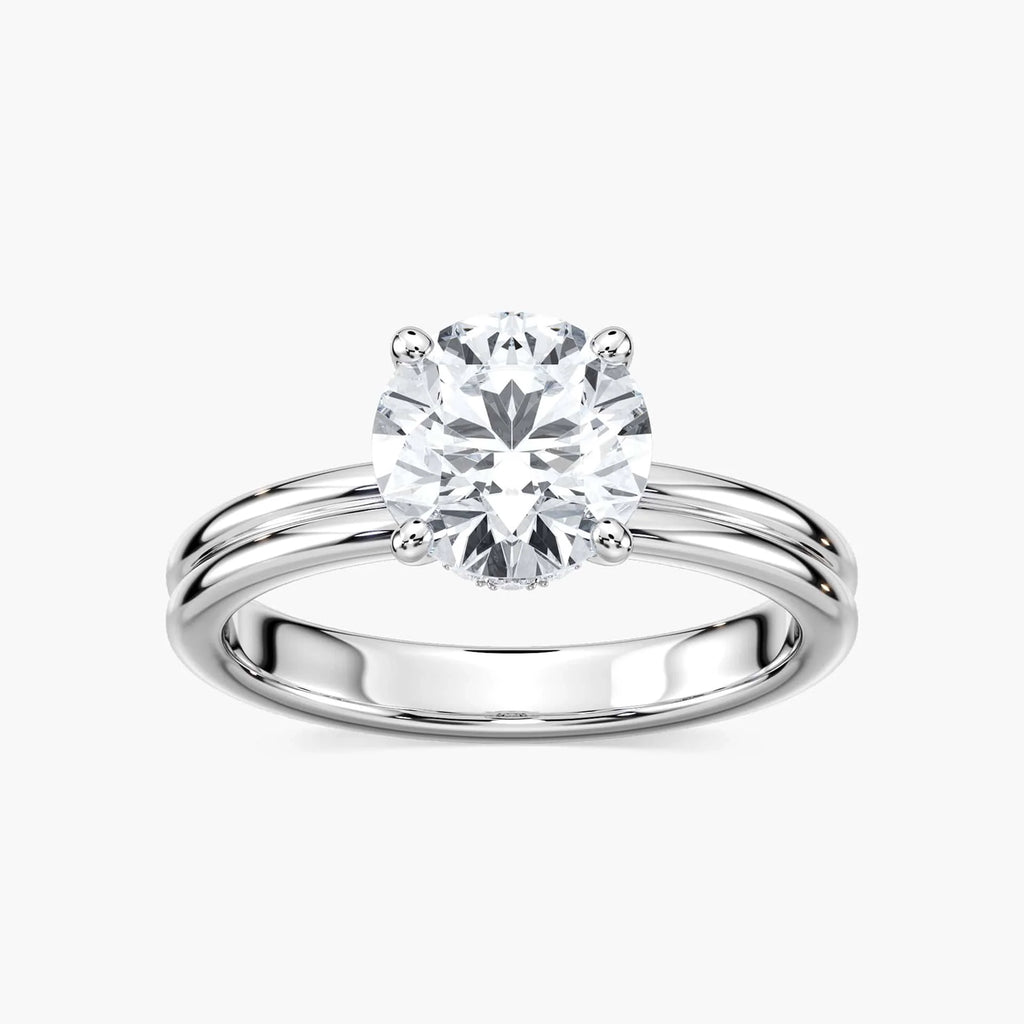 Clara LGD Double Band Hidden Halo Engagement Ring - Platinum