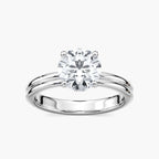Clara LGD Double Band Hidden Halo Engagement Ring - 14K White Gold