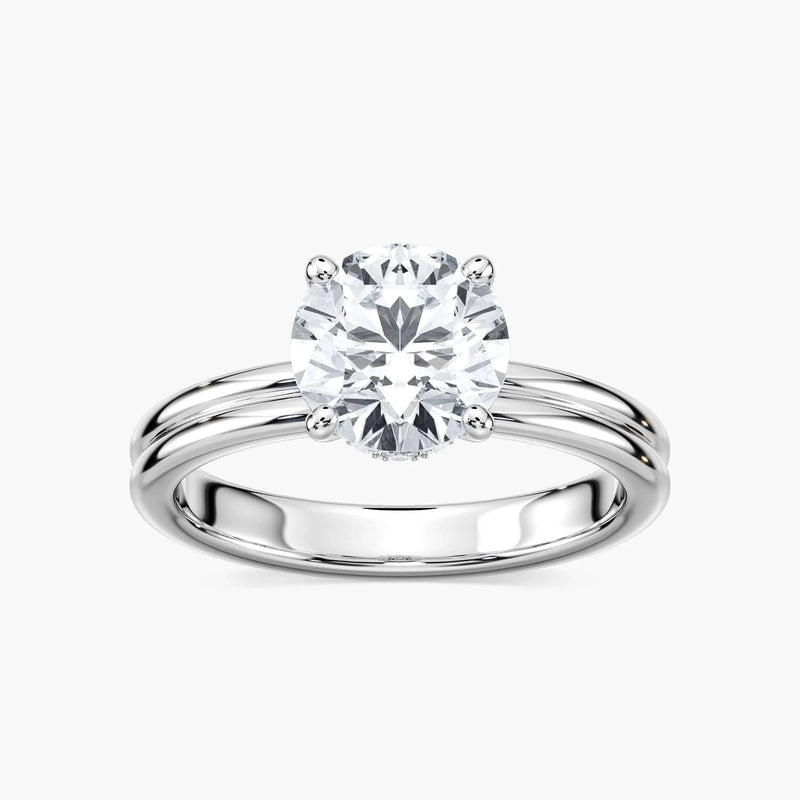 Clara LGD Double Band Hidden Halo Engagement Ring - 14K White Gold