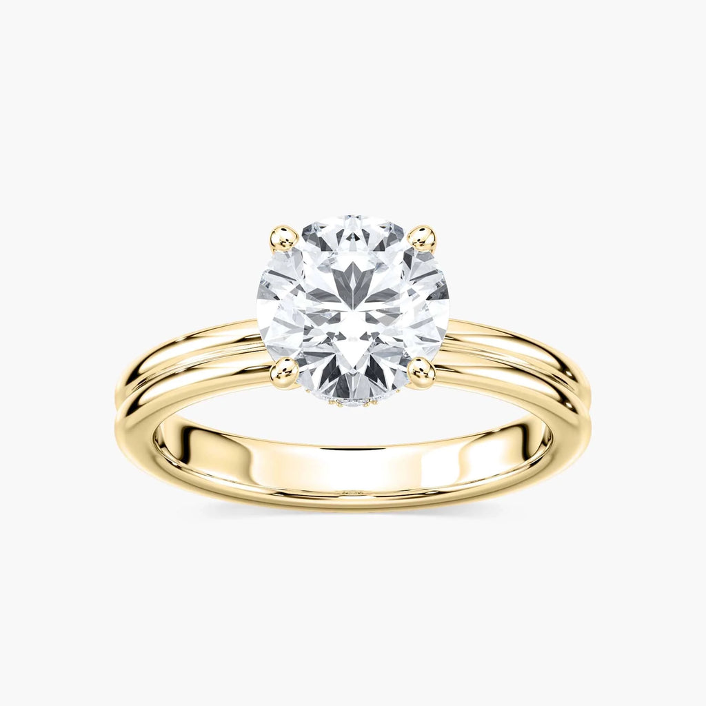 Clara LGD Double Band Hidden Halo Engagement Ring - 14K Yellow Gold