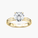 Clara LGD Double Band Hidden Halo Engagement Ring - 14K Yellow Gold