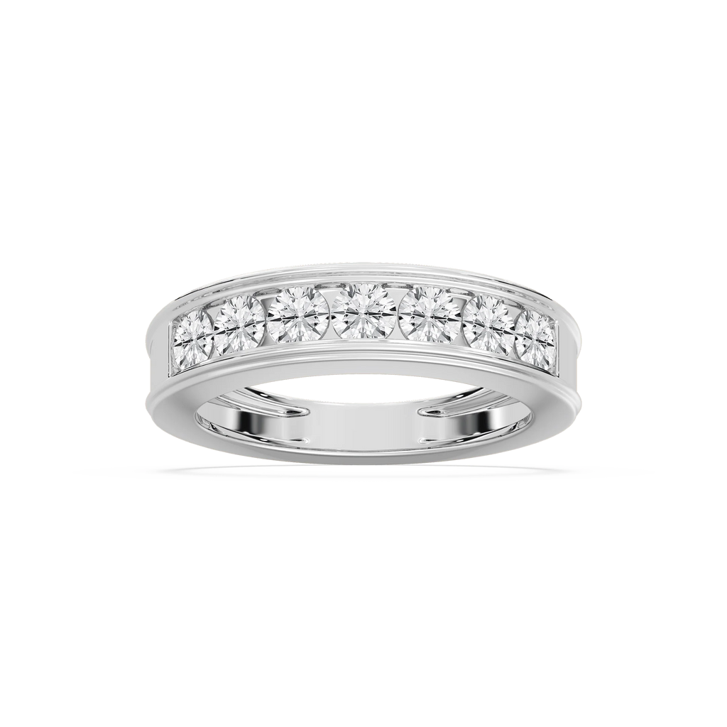 Lilly 1 ctw Round LGD Seven Stone Channel Anniversary Band - 14K White Gold / F-VS2