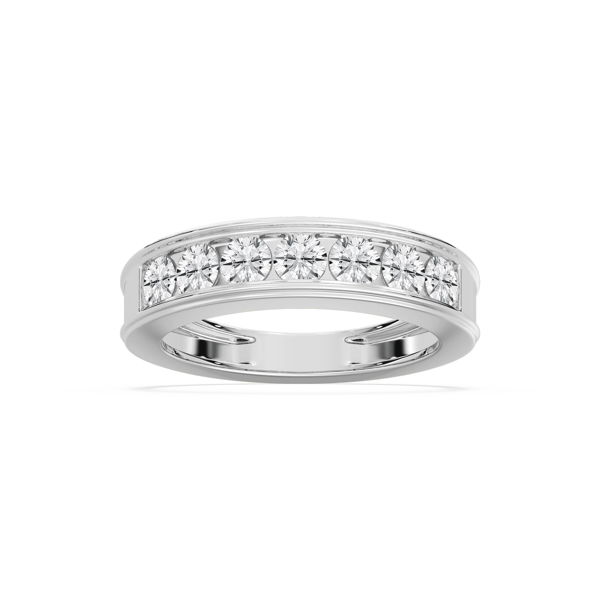 Lilly 1 ctw Round LGD Seven Stone Channel Anniversary Band - 14K White Gold / F-VS2