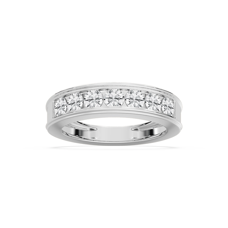 Lilly 1 ctw Round LGD Seven Stone Channel Anniversary Band - 14K White Gold / F-VS2