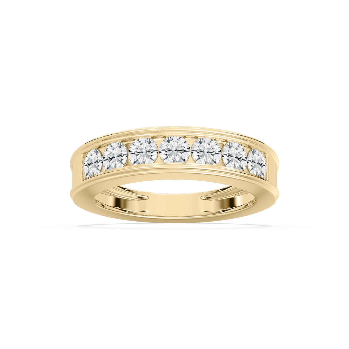 Lilly 1 ctw Round LGD Seven Stone Channel Anniversary Band - 14K Yellow Gold / F-VS2