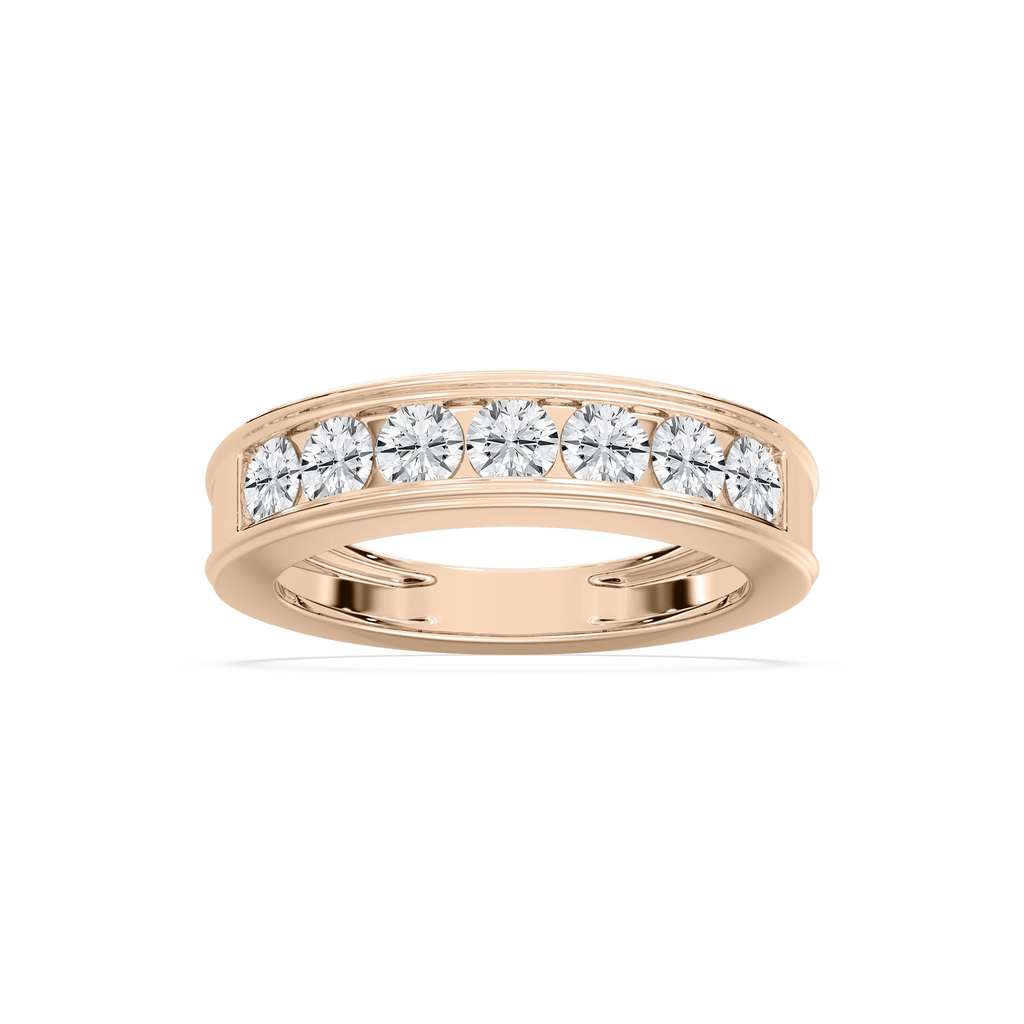 Lilly 1 ctw Round LGD Seven Stone Channel Anniversary Band - 14K Rose Gold / F-VS2