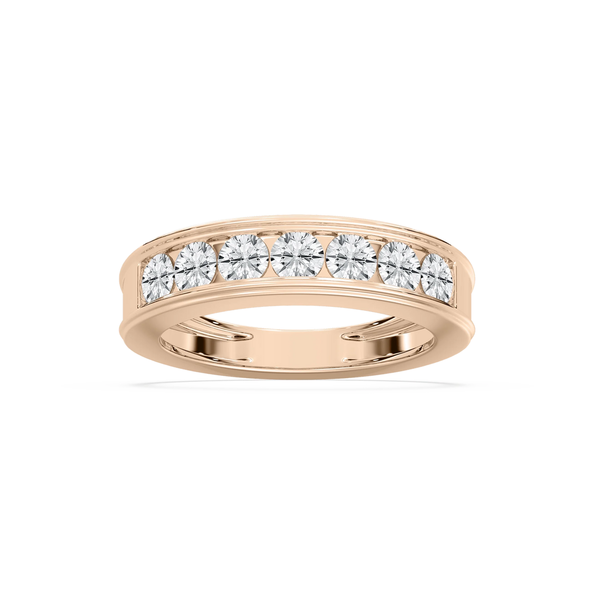 Lilly 1 ctw Round LGD Seven Stone Channel Anniversary Band - 14K Rose Gold / F-VS2