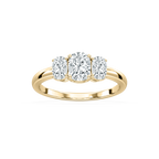 Alexa 2 ctw Elongated Cushion LGD Basket Three Stone Engagement Ring - 14K Yellow Gold / E-VS1
