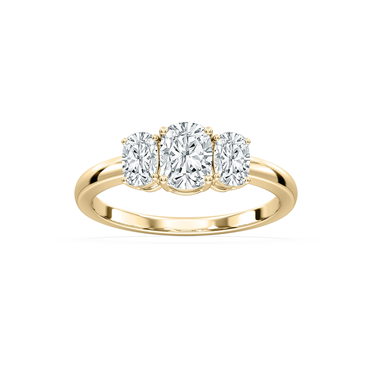 Alexa 2 ctw Elongated Cushion LGD Basket Three Stone Engagement Ring - 14K Yellow Gold / E-VS1