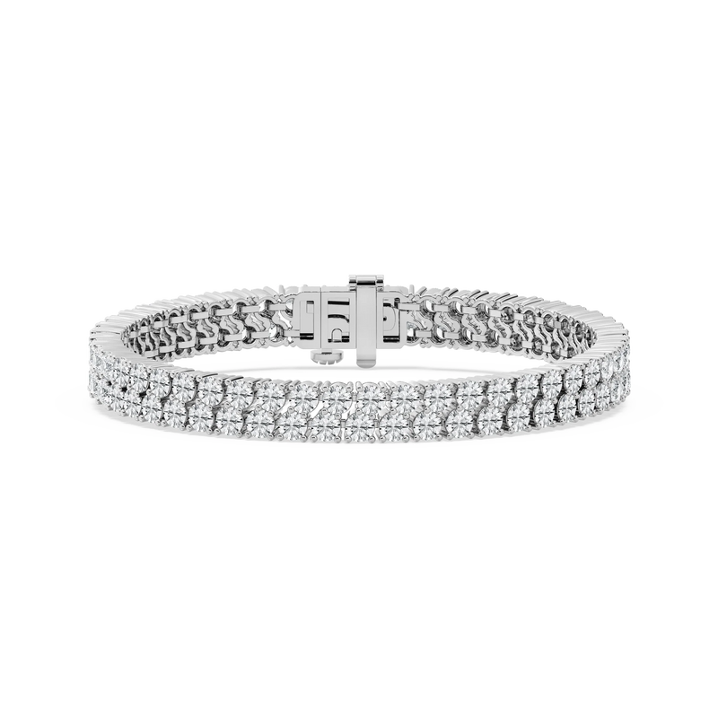 10 ctw Round LGD Offset Double Row Tennis Bracelet  - 7 Inches - Signature Collection