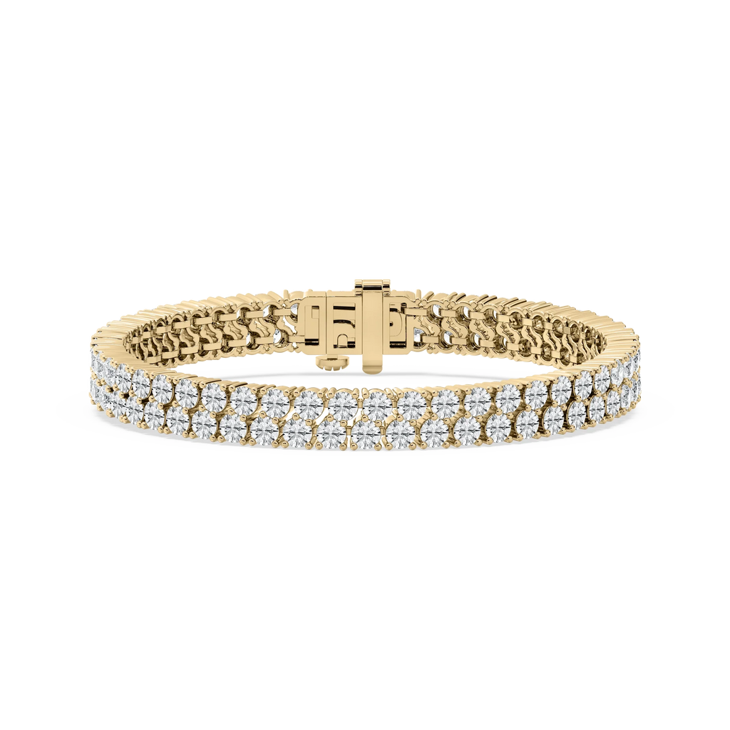 10 ctw Round LGD Offset Double Row Tennis Bracelet  - 7 Inches - Signature Collection