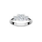 Emmie 1 ½ ctw Princess LGD Modern Three Stone Engagement Ring - 14K White Gold / F-VS2