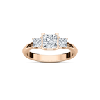 Emmie 1 ½ ctw Princess LGD Modern Three Stone Engagement Ring - 14K Rose Gold / F-VS2