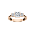 Emmie 1 ½ ctw Princess LGD Modern Three Stone Engagement Ring - 14K Rose Gold / D-VVS2