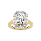Elena 4 ctw Radiant LGD Cathedral Halo Engagement Ring - 14K Yellow Gold / F-VS2