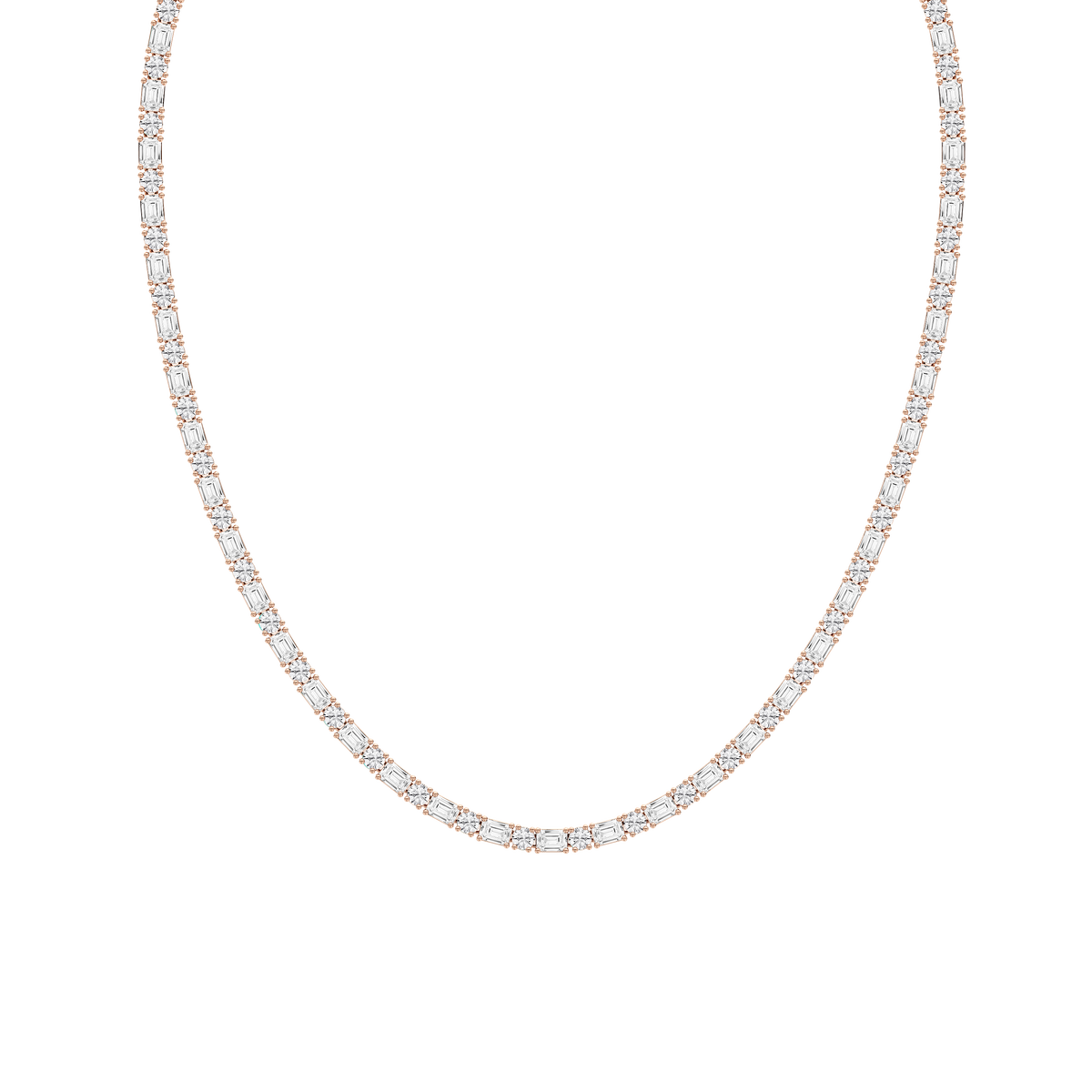 21 ctw Emerald and Round LGD Classic Tennis Necklace - 18 Inches - Signature Collection