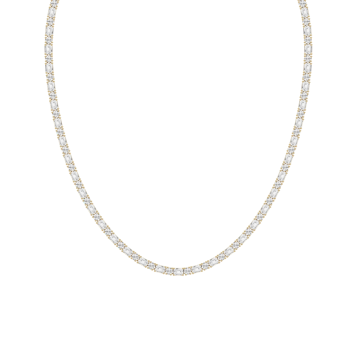 21 ctw Emerald and Round LGD Classic Tennis Necklace - 18 Inches - Signature Collection