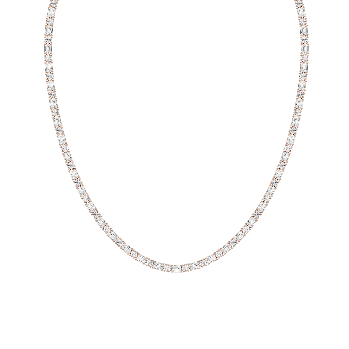 21 ctw Emerald and Round LGD Classic Tennis Necklace - 18 Inches - Signature Collection