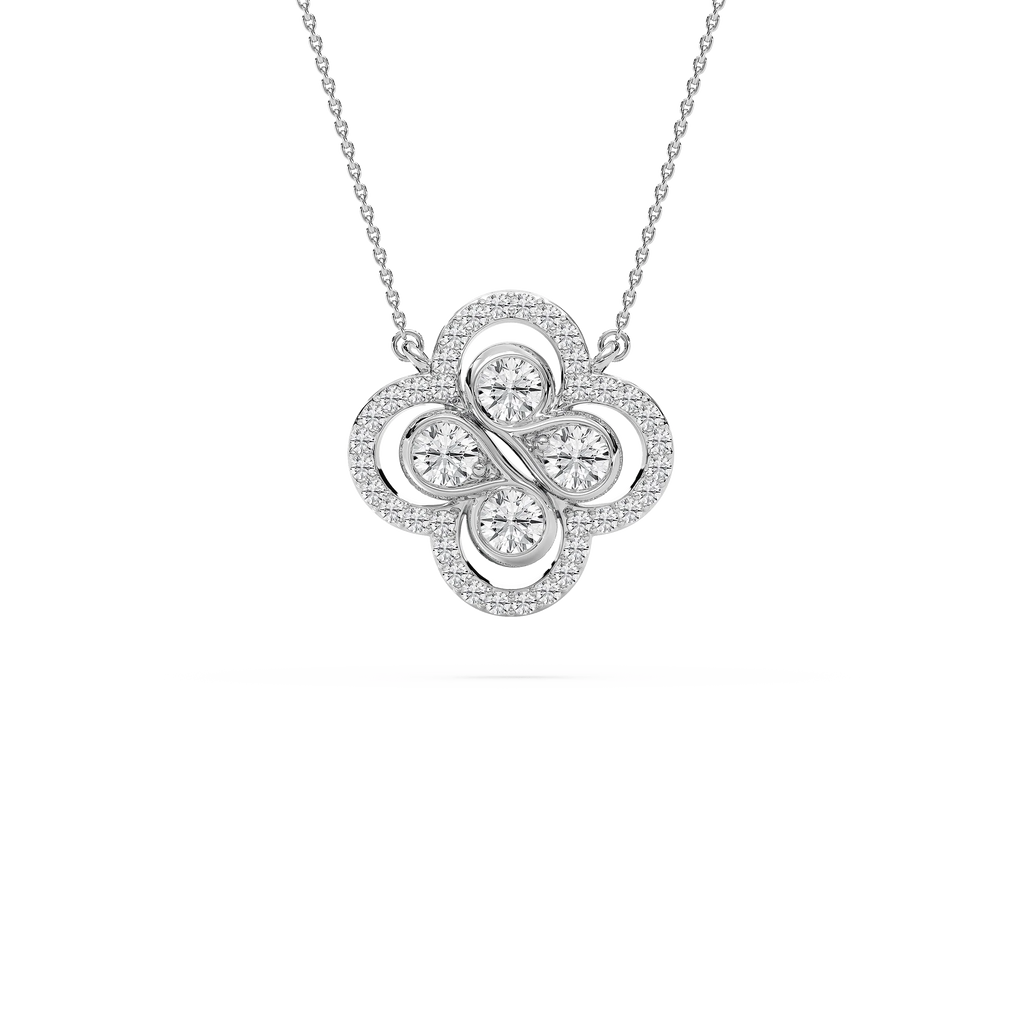 1 ½ ctw Round LGD Clover Pendant - 18 Inches