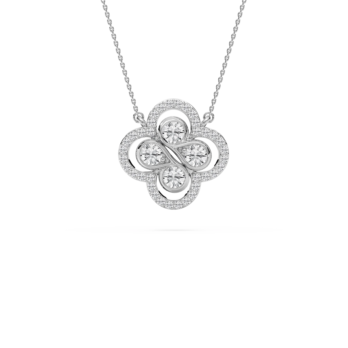 1 ½ ctw Round LGD Clover Pendant - 18 Inches