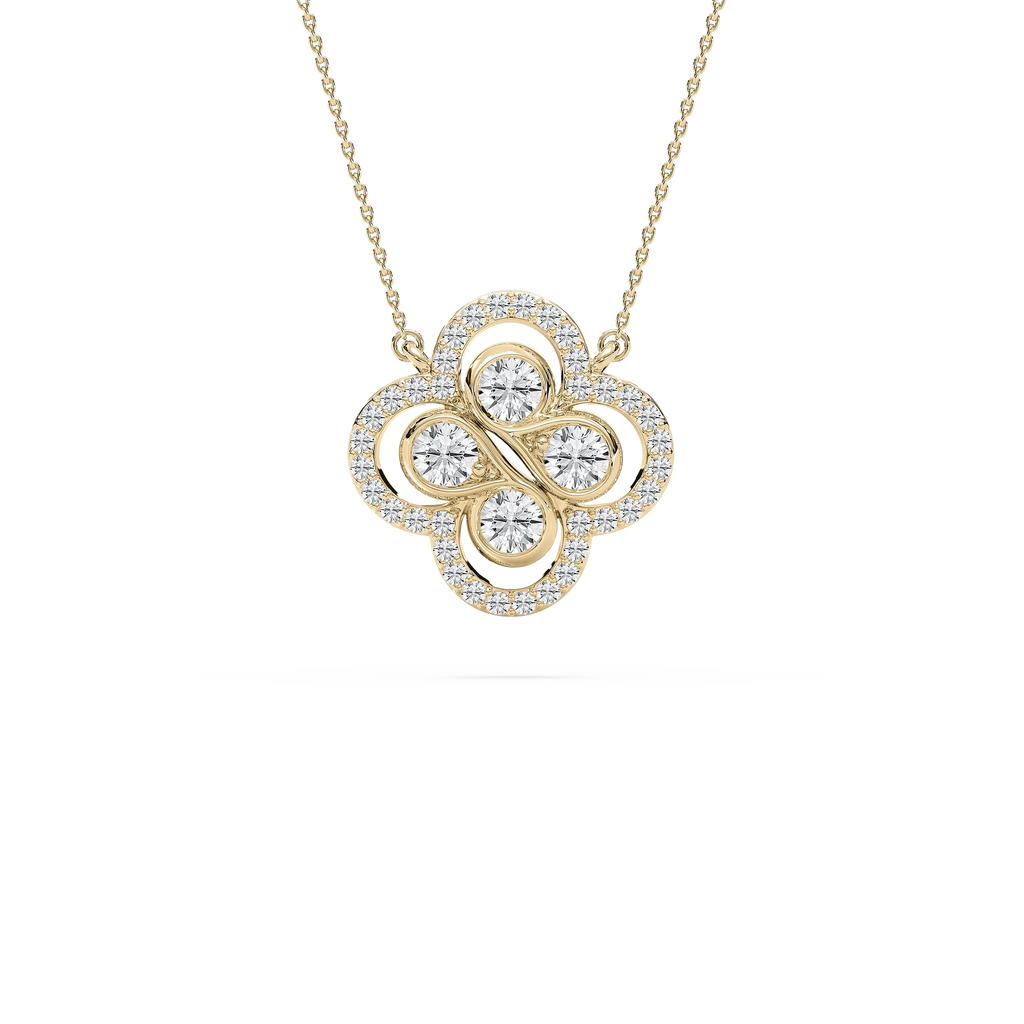 1 ½ ctw Round LGD Clover Pendant - 18 Inches