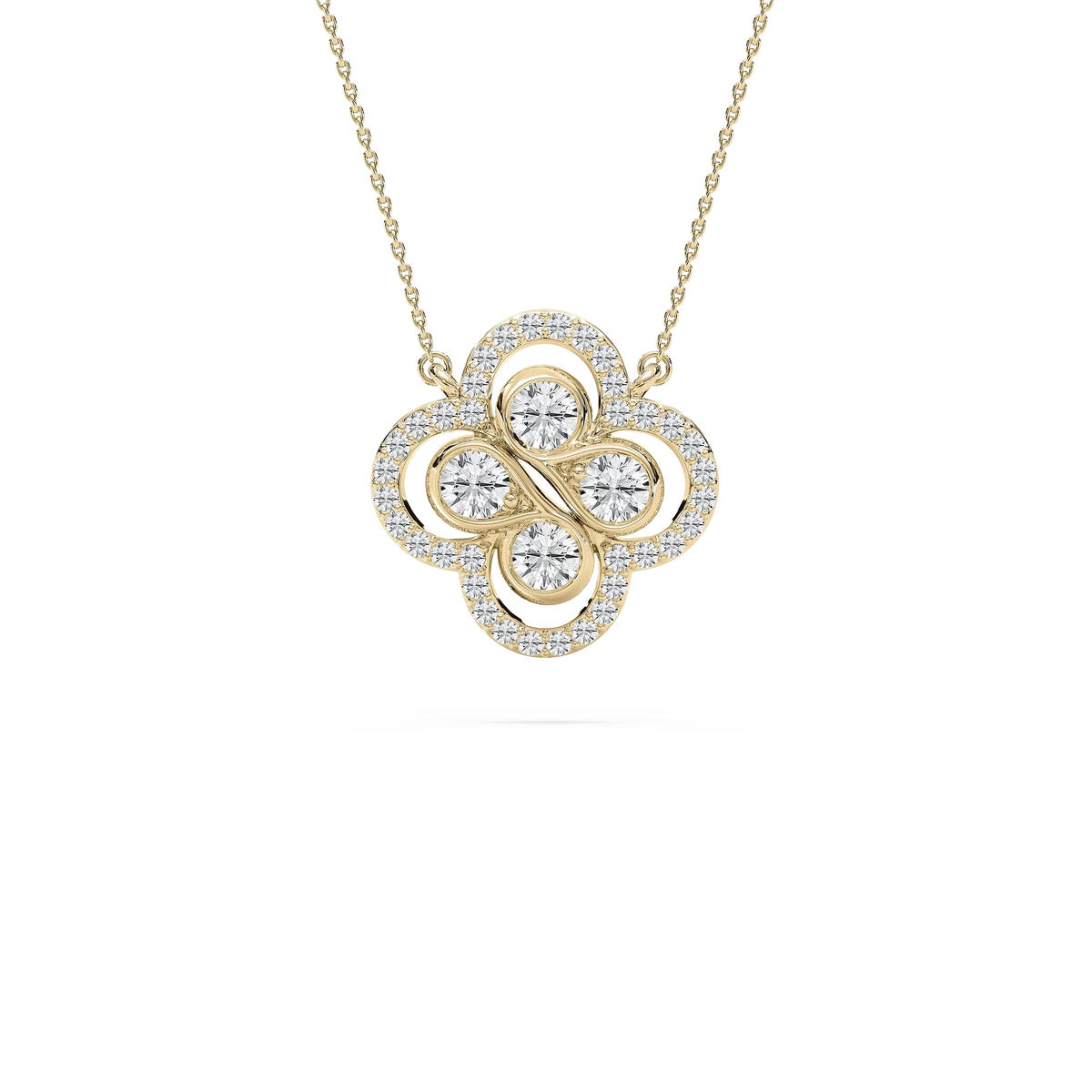 1 ½ ctw Round LGD Clover Pendant - 18 Inches