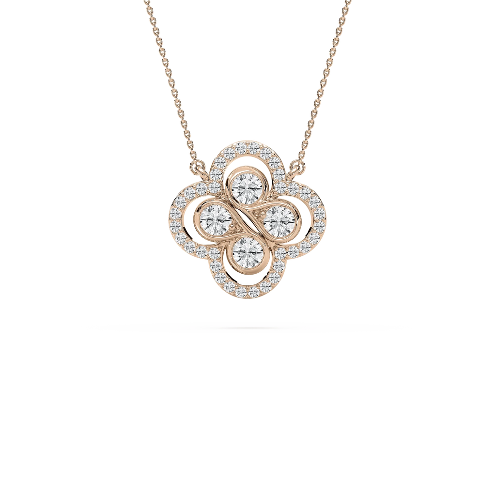 1 ½ ctw Round LGD Clover Pendant - 18 Inches