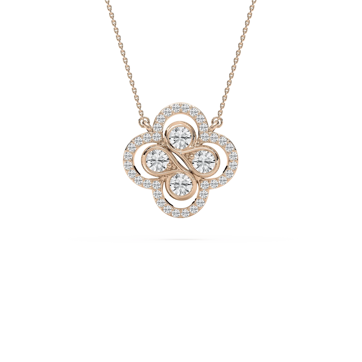 1 ½ ctw Round LGD Clover Pendant - 18 Inches
