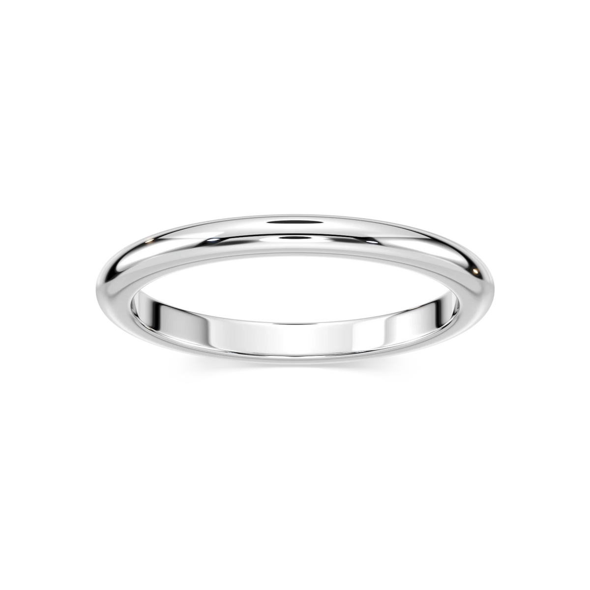 Nancy 2.00mm Dome Comfort Fit Plain Metal Band - 14K White Gold