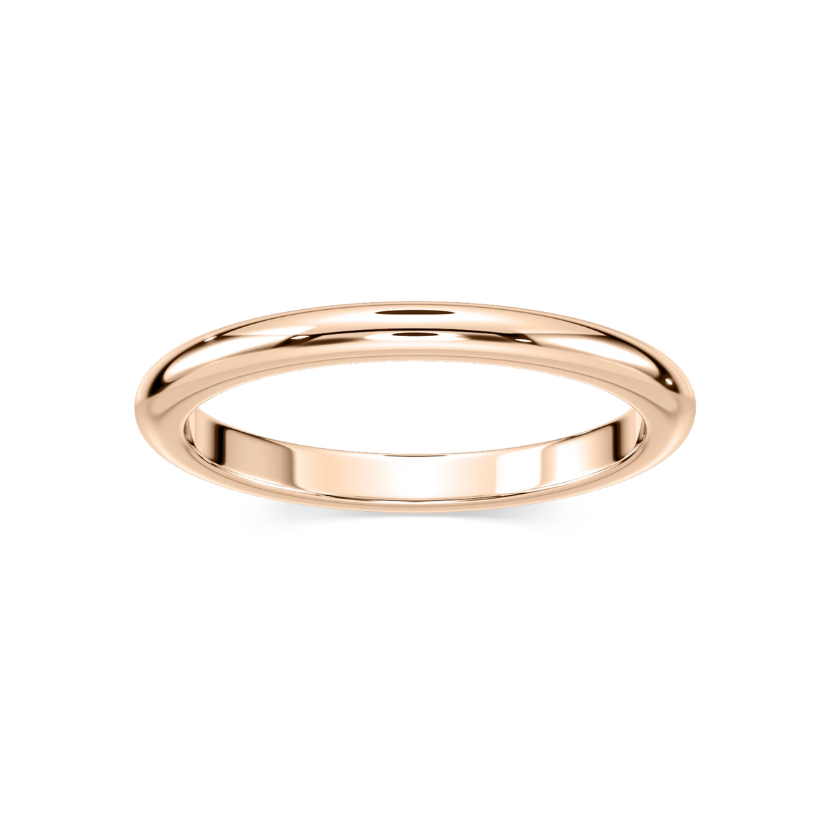 Nancy 2.00mm Dome Comfort Fit Plain Metal Band - 14K Rose Gold