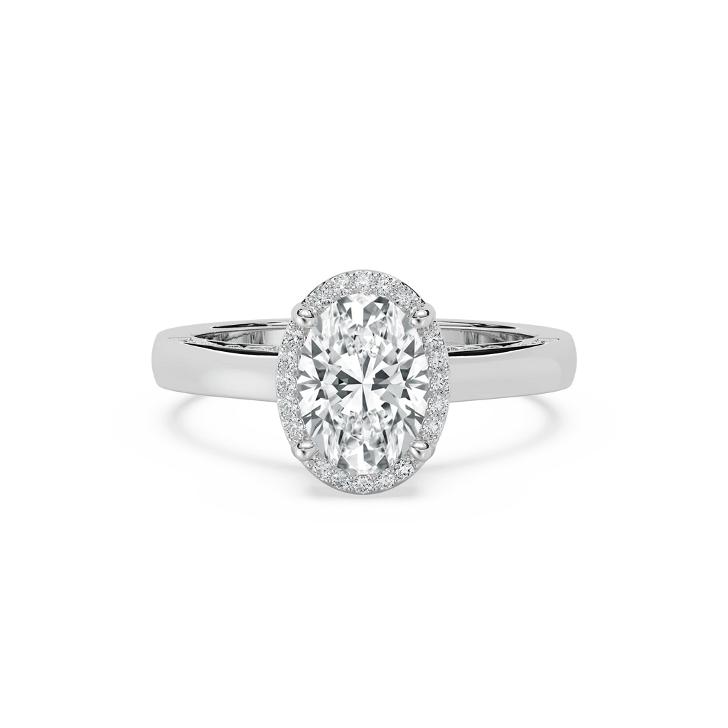 Cora LGD Cathedral Bridge Side Stone Engagement Ring - 14K White Gold / 2.0ct