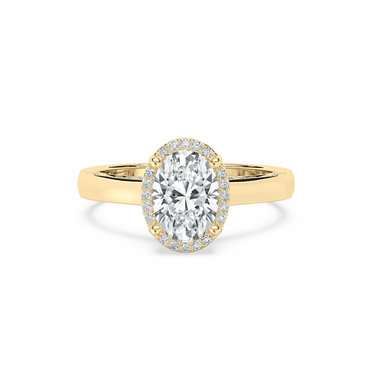 Cora LGD Cathedral Bridge Side Stone Engagement Ring - 14K Yellow Gold / 2.0ct